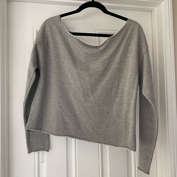 ASOS Raw Edge Off Shoulder gray lounge Sweatshirt top size 0 - Picture 12 of 12